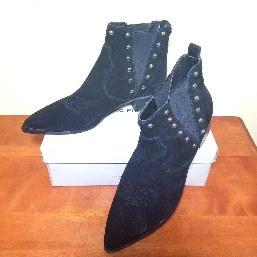 Marc Fisher Black Suede Studded Bootie